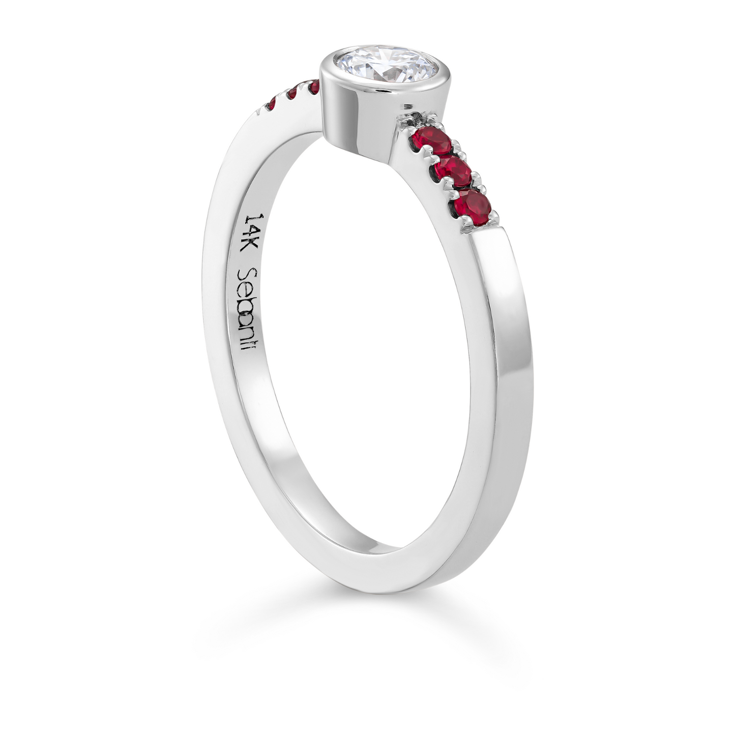 Diamond Bezel Ring with Ruby