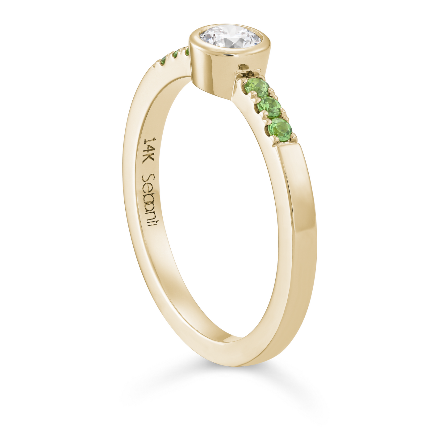 Diamond Bezel Ring with Tsavorite