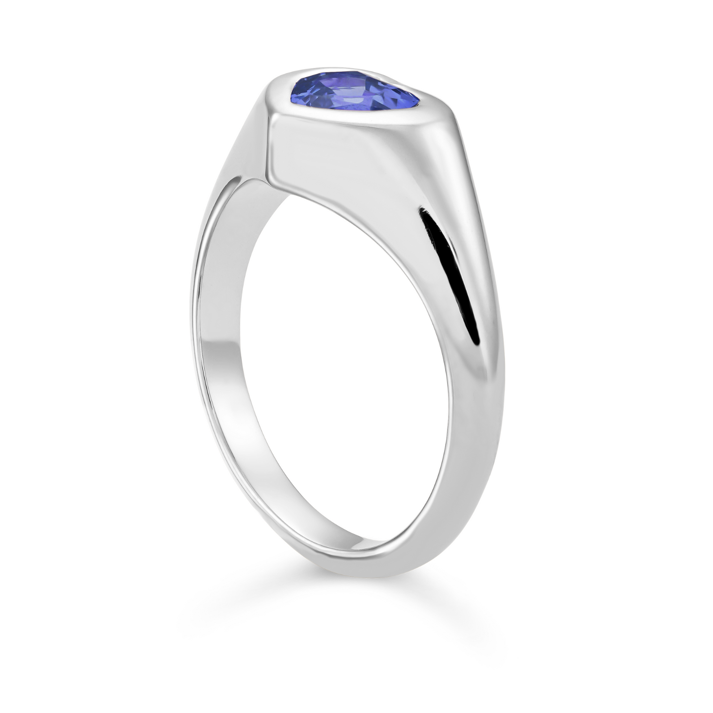 Blue Sapphire Heart Pinky Ring