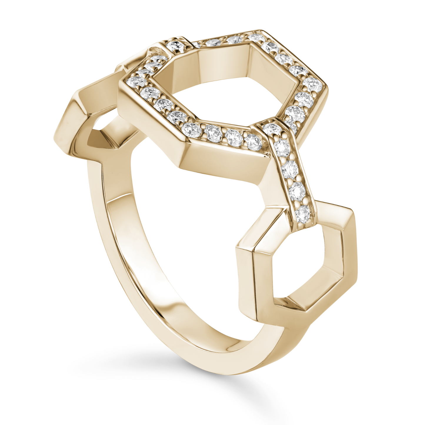 Triple Hexagon Diamond Ring
