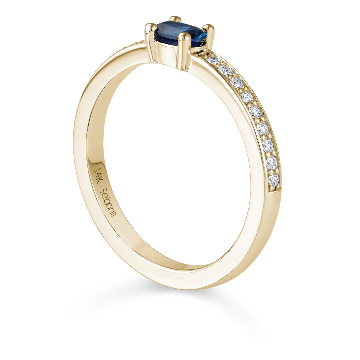 Oval Blue Sapphire Ring with Diamond