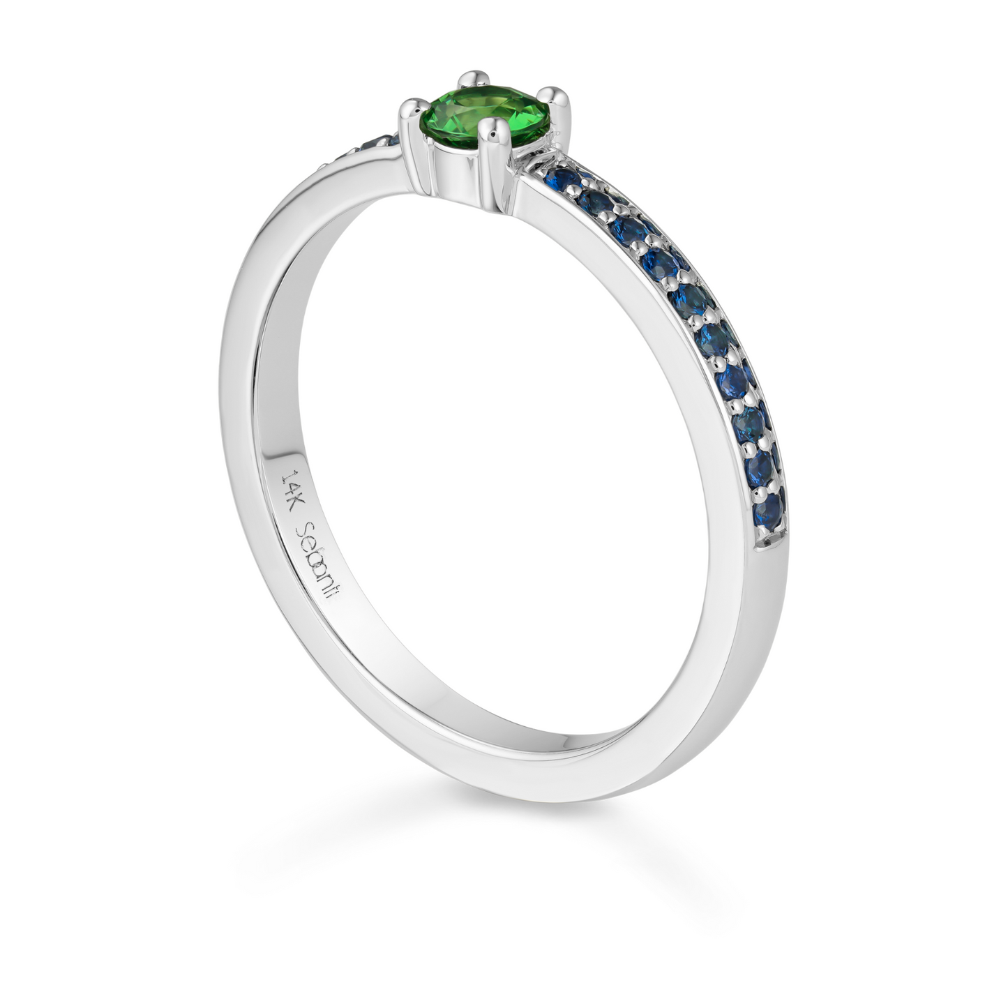 Tsavorite Ring with Blue Sapphire
