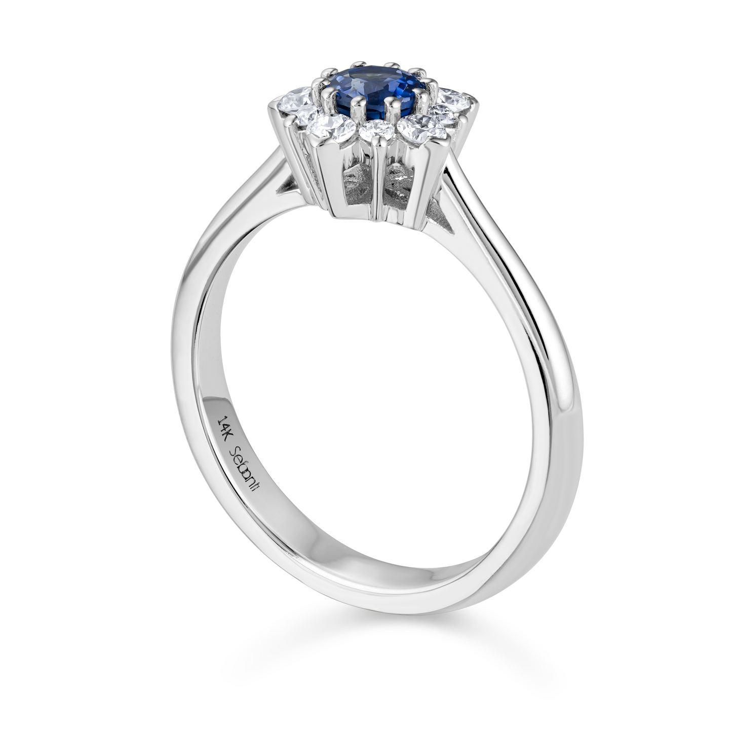 Blue Sapphire Engagement Diamond Ring