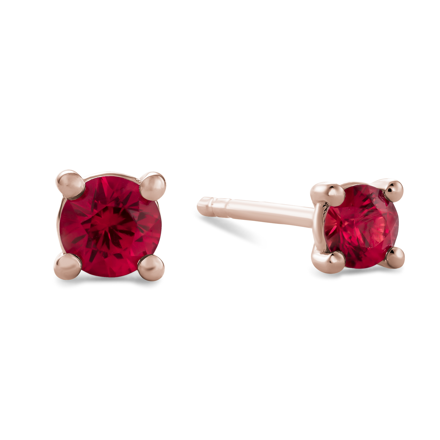 Four Prong Ruby Stud Earrings
