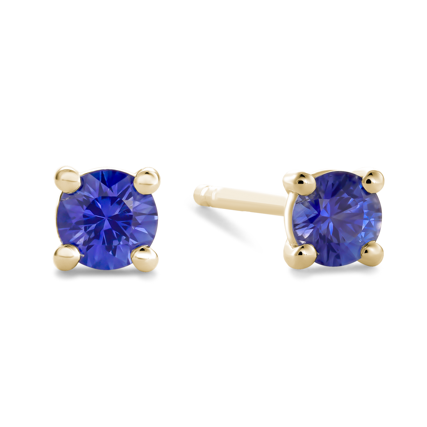 Four Prong Blue Sapphire Stud Earrings