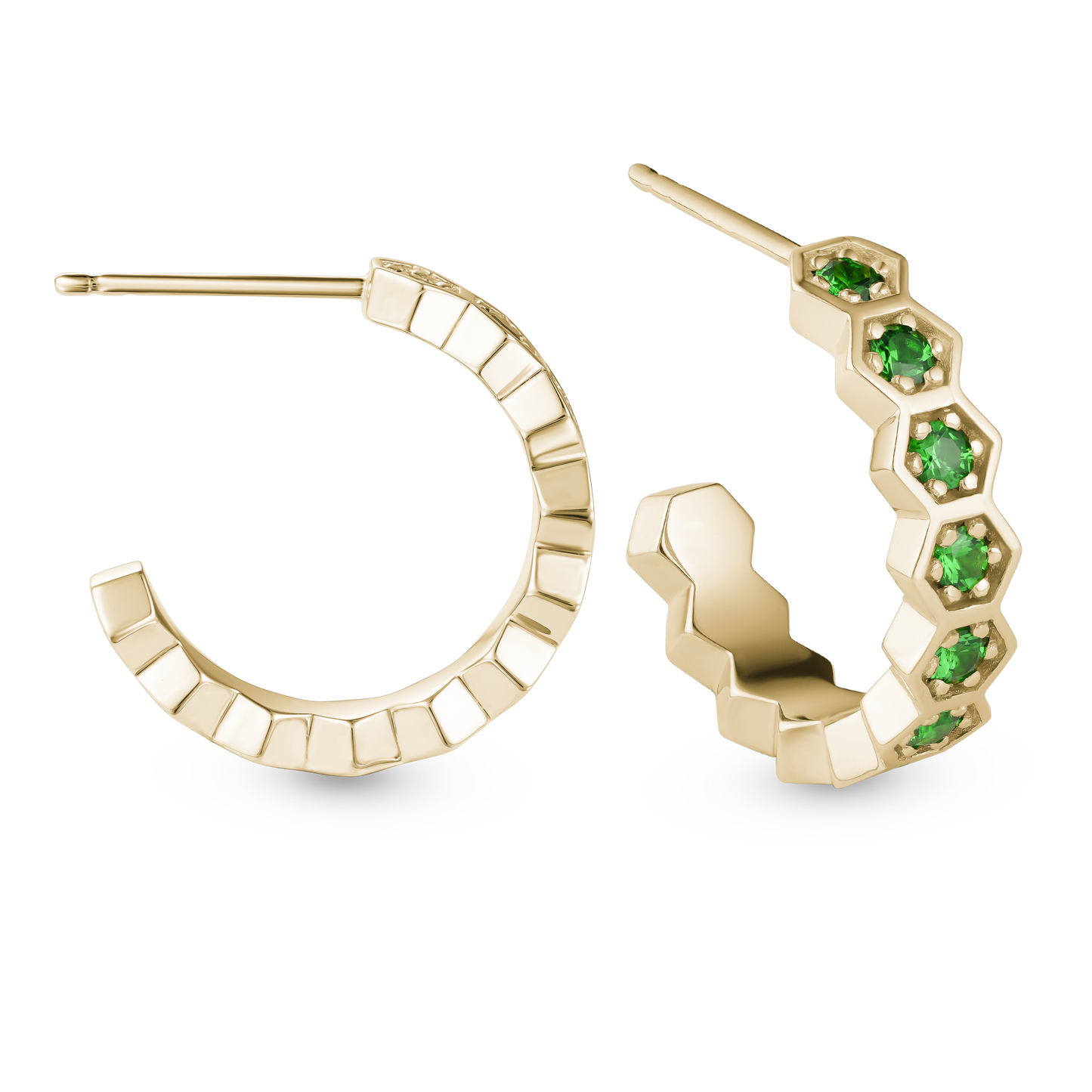 Tsavorite Hexagon Hoop Earrings