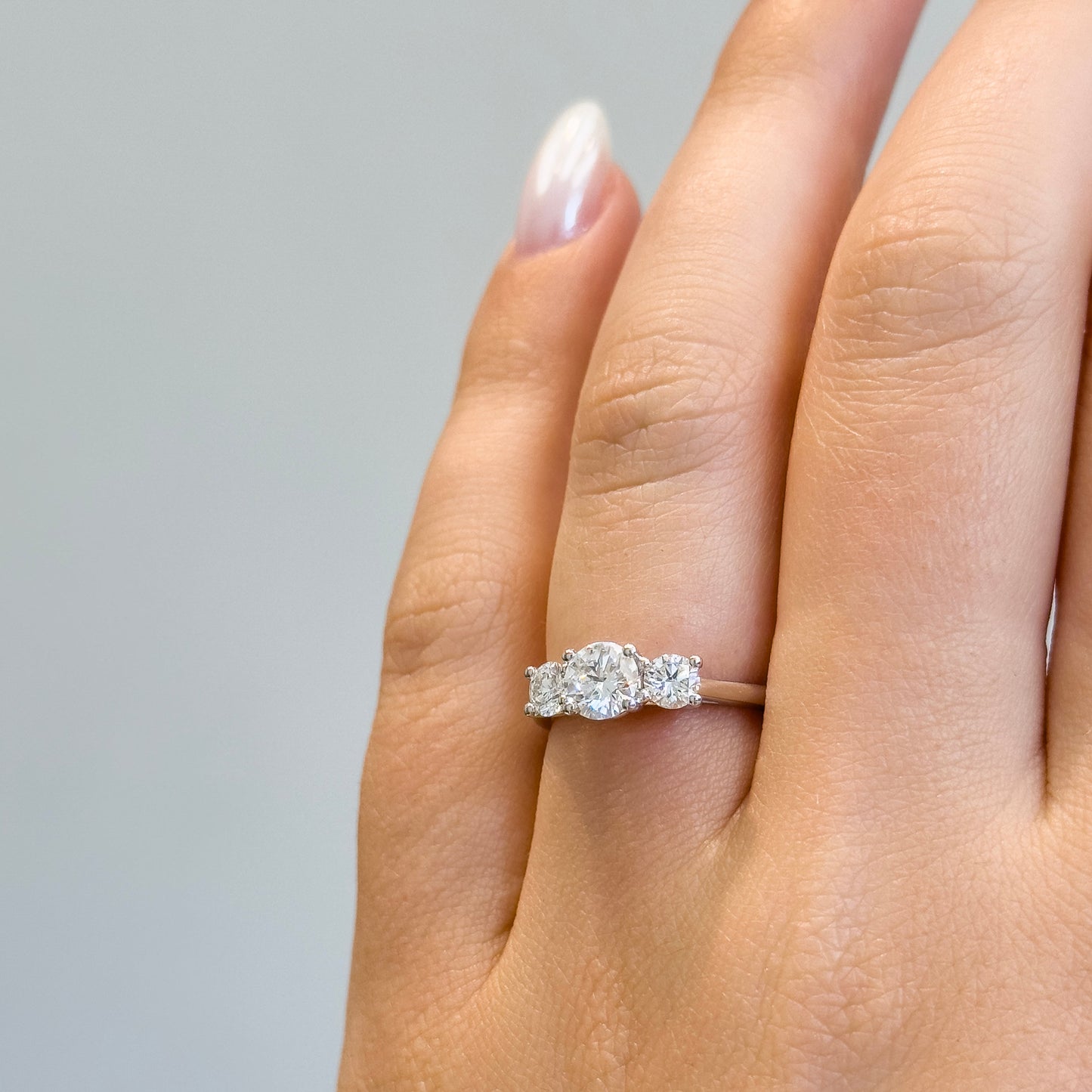 Three Stones Round Diamond Engagement Ring