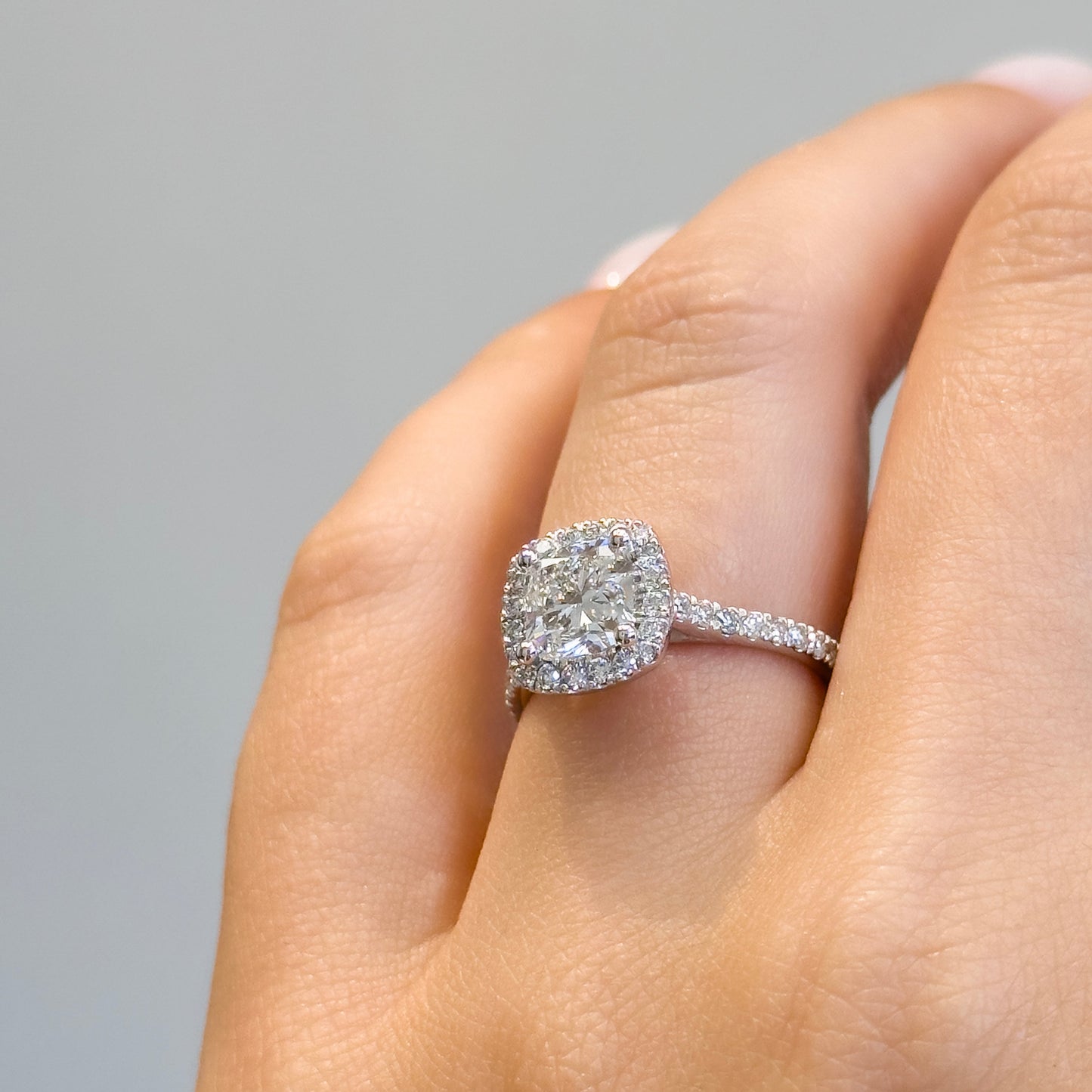 Halo Cushion Diamond Engagement Ring