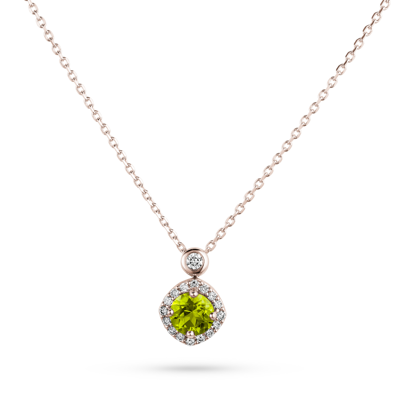 Peridot Pendant with Diamonds Necklace