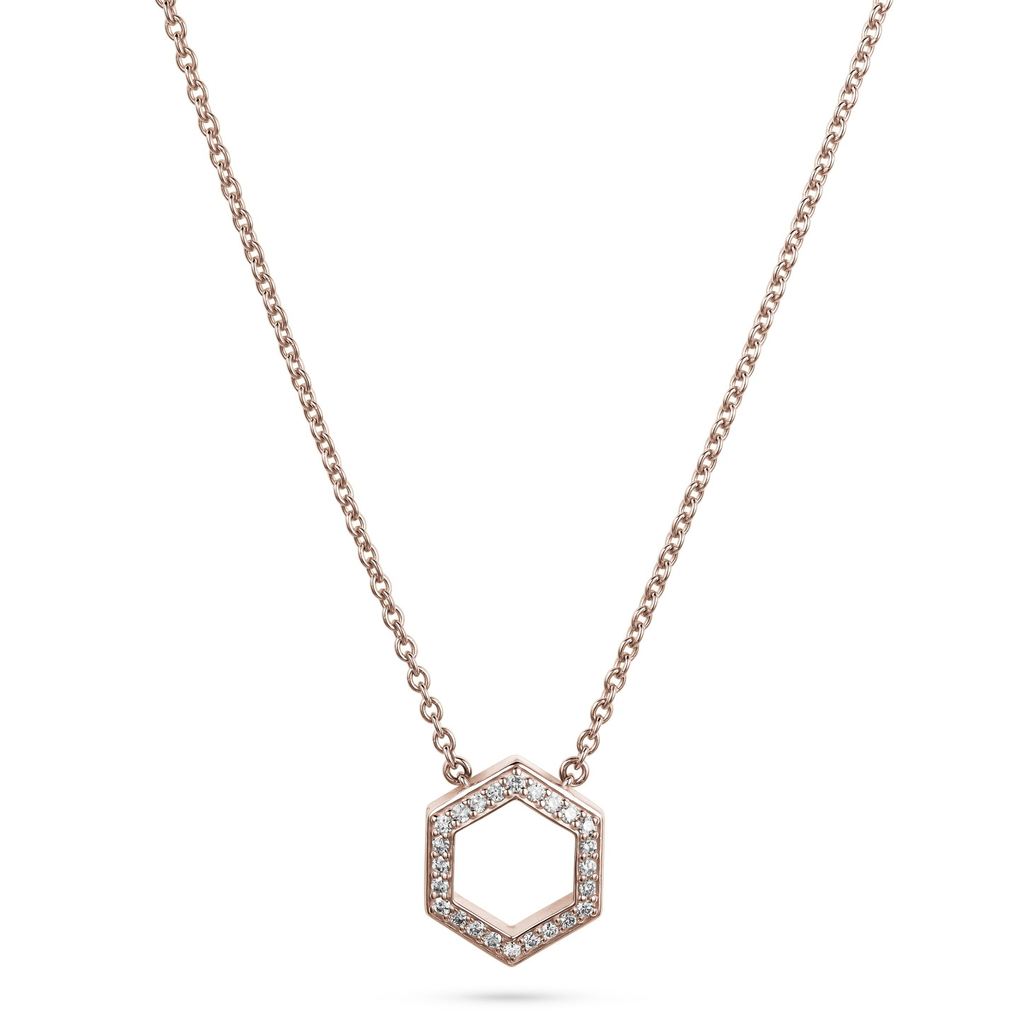 Hexagon Diamond Pendant Necklace