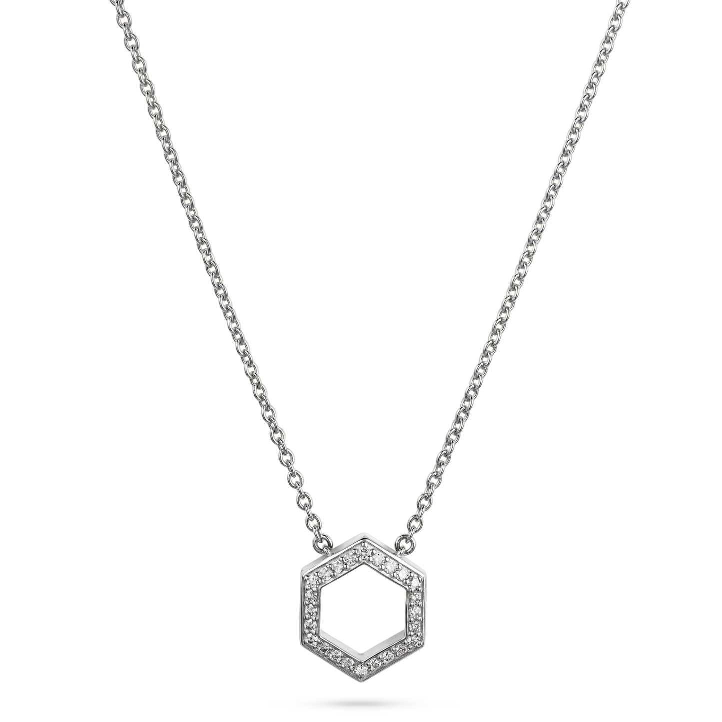 Hexagon Diamond Pendant Necklace