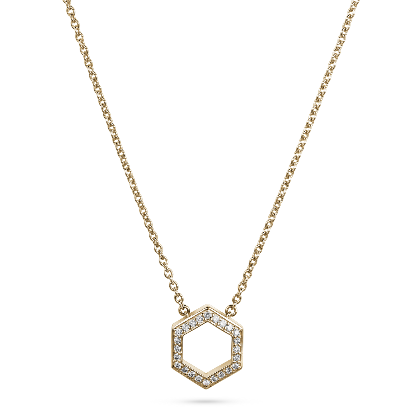 Hexagon Diamond Pendant Necklace