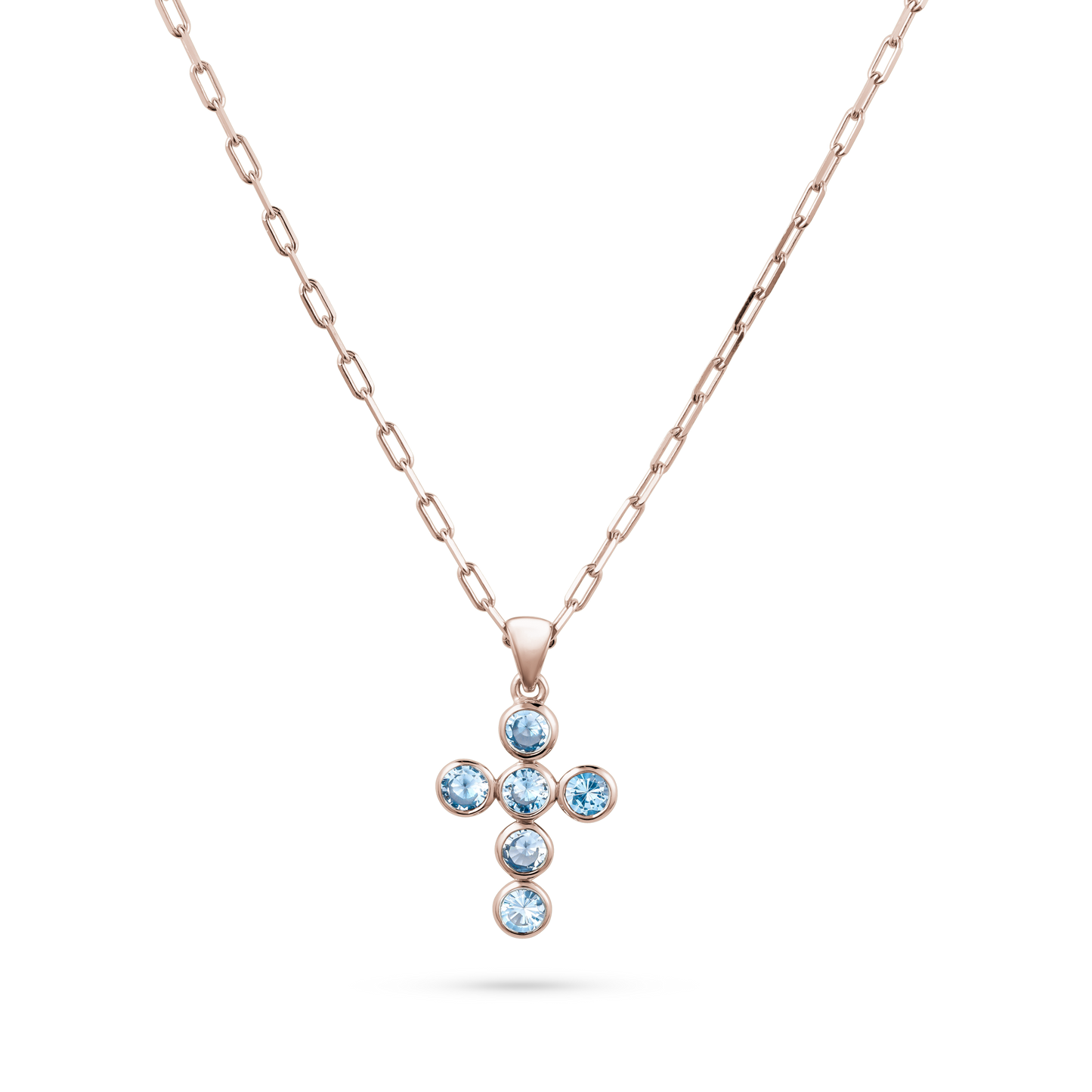 White Gold Aquamarine Cross Pendant