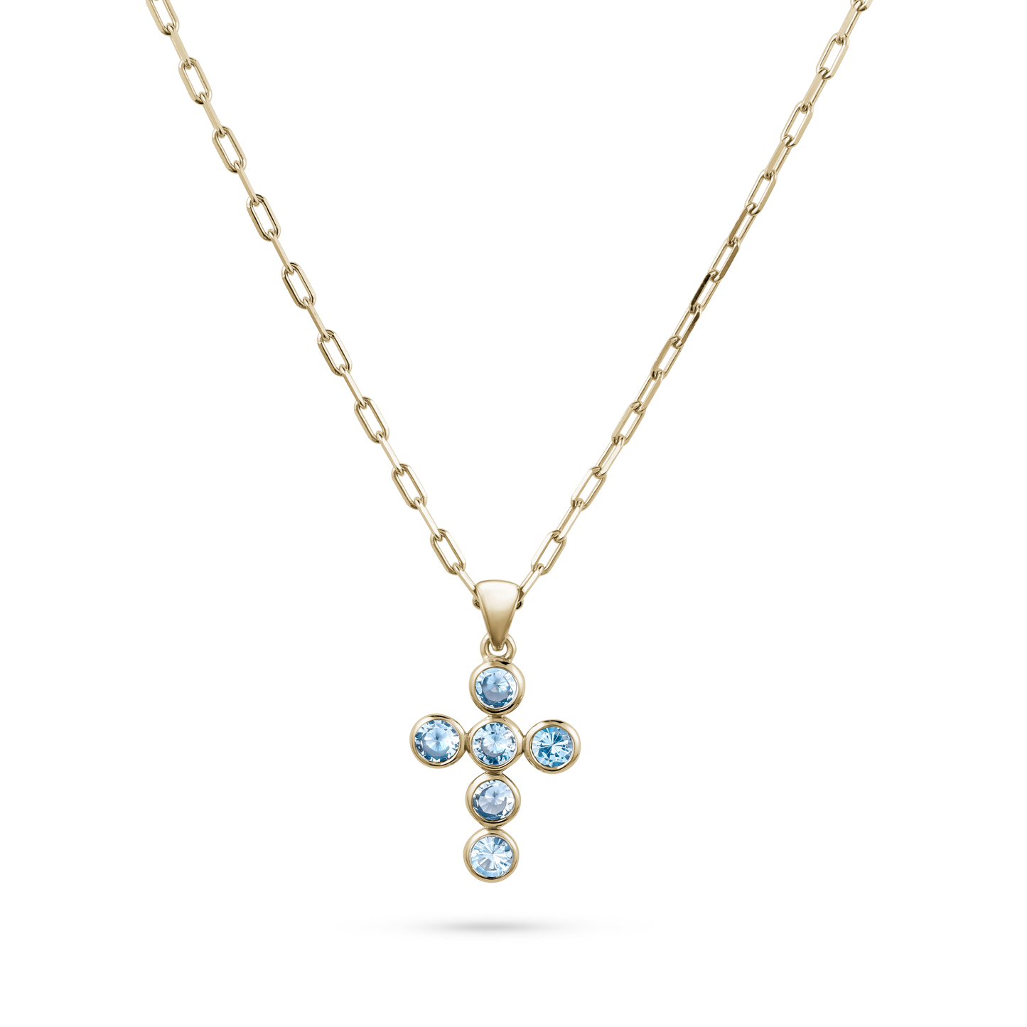 White Gold Aquamarine Cross Pendant
