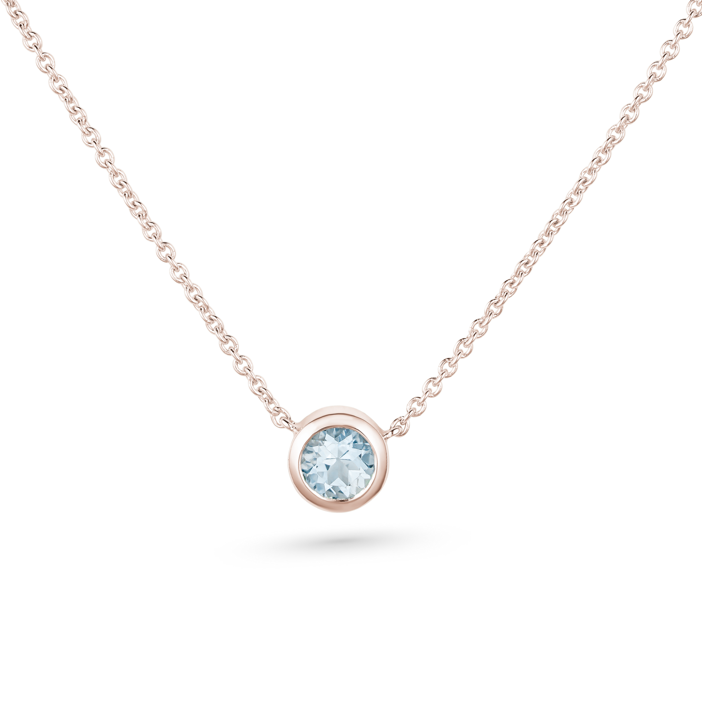 Round shape Aquamarine Pendant Necklace