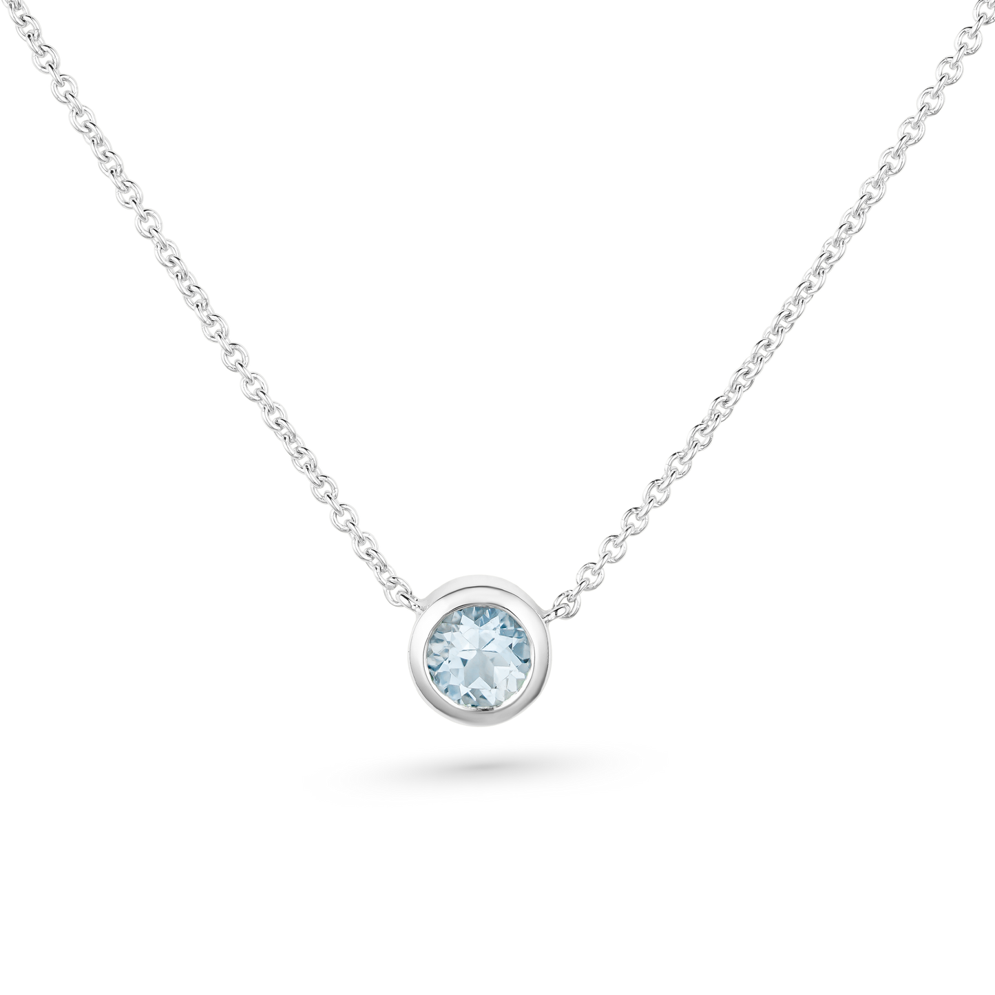 Round shape Aquamarine Pendant Necklace