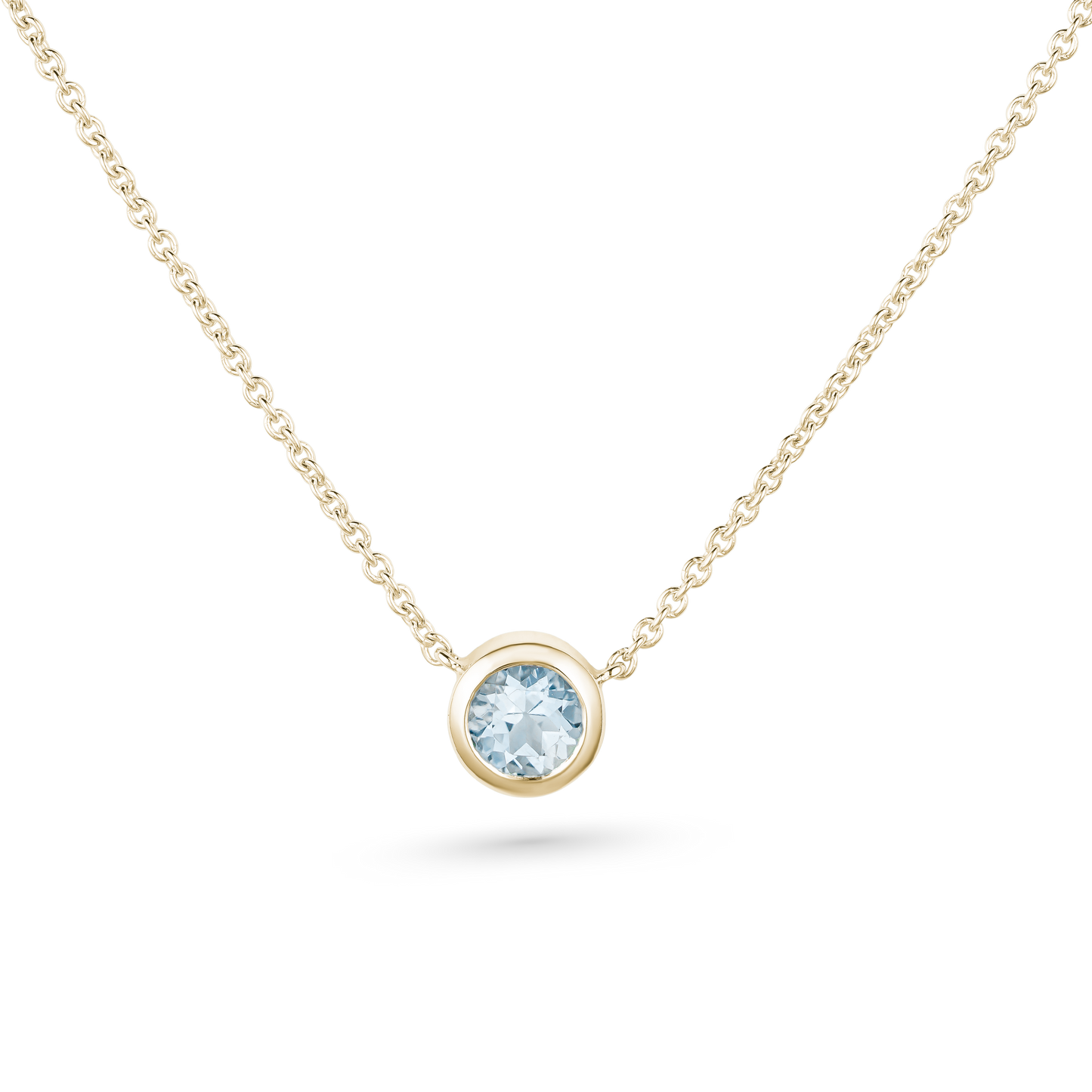 Round shape Aquamarine Pendant Necklace