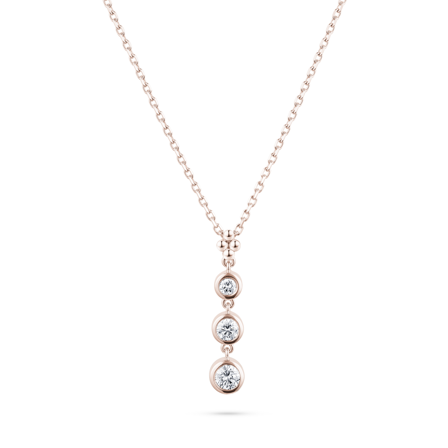 Three Bezel Diamond Pendant Necklace