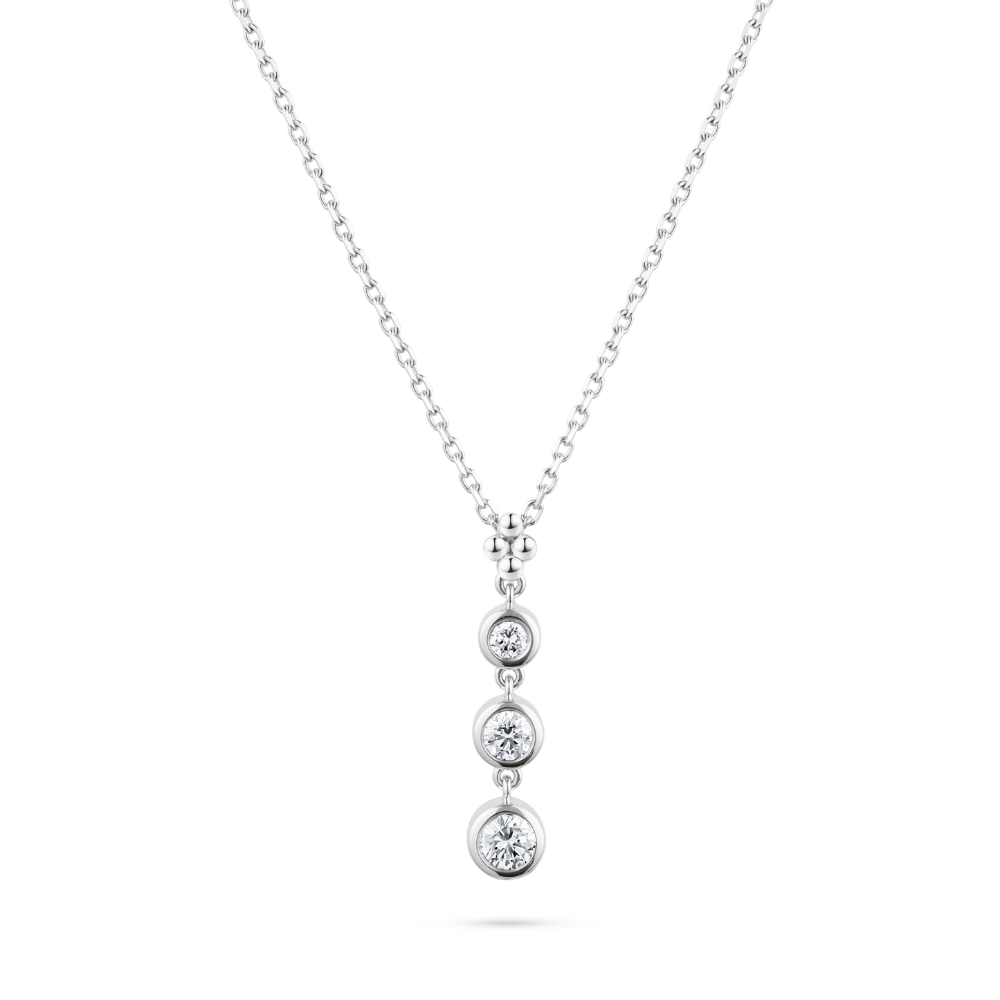 Three Bezel Diamond Pendant Necklace