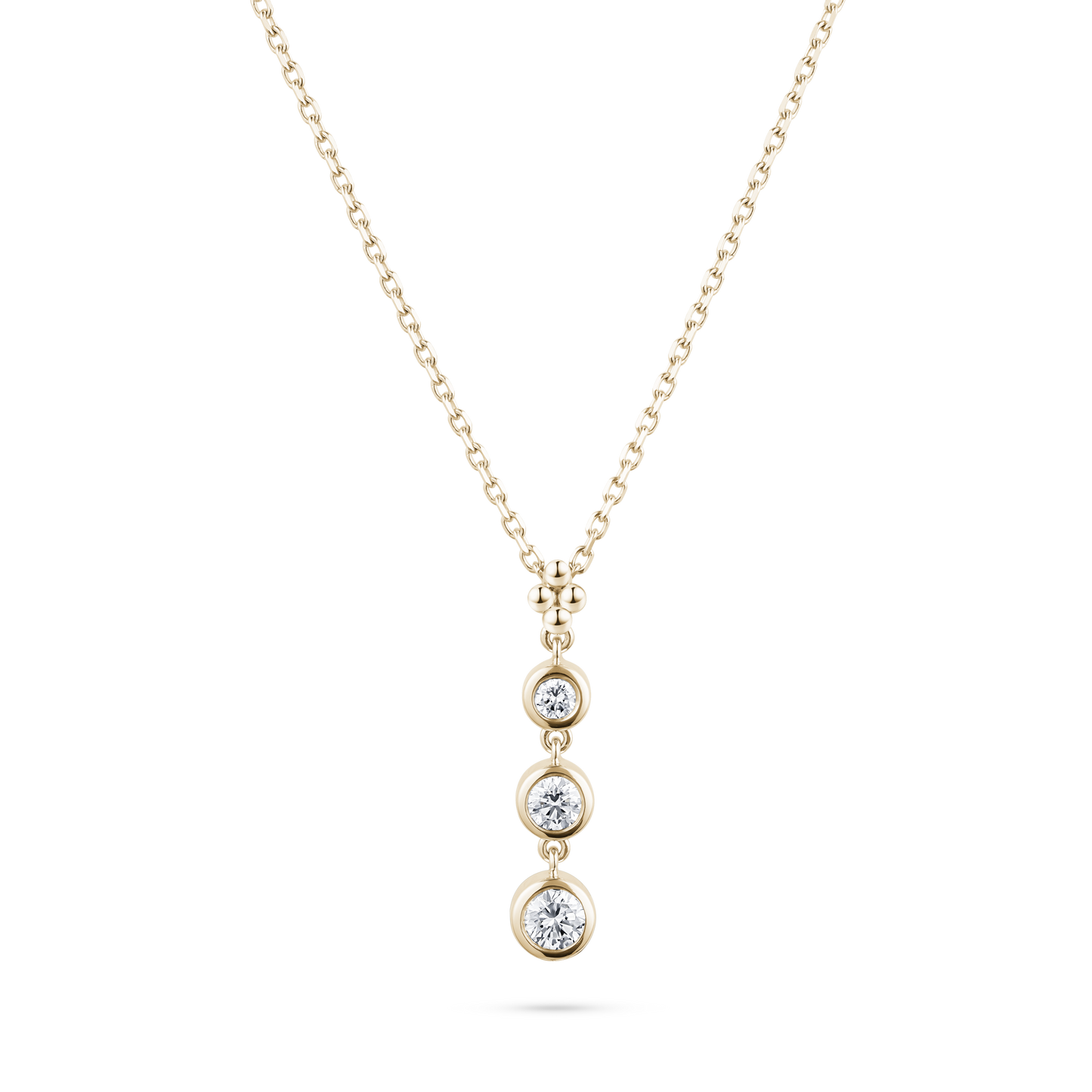 Three Bezel Diamond Pendant Necklace