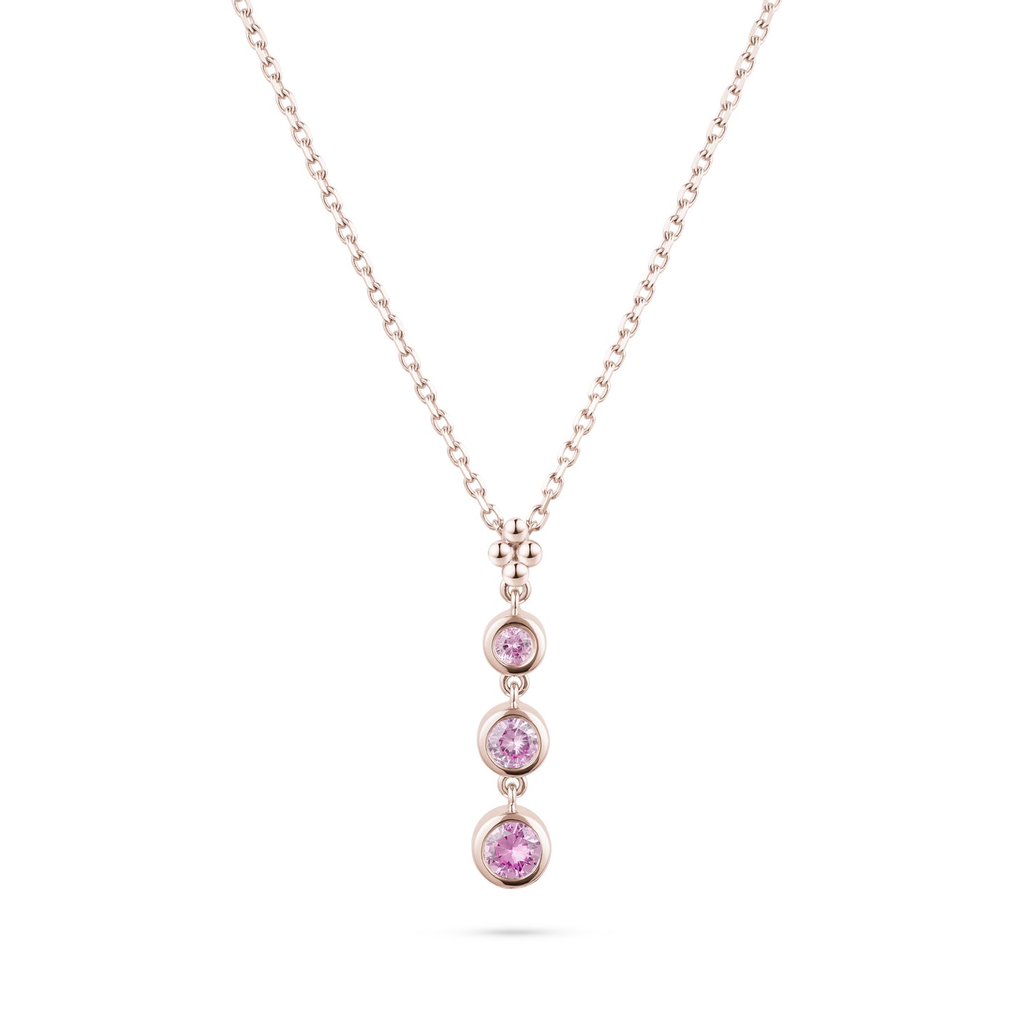 Round Shape Pink Sapphire Pendant Necklace