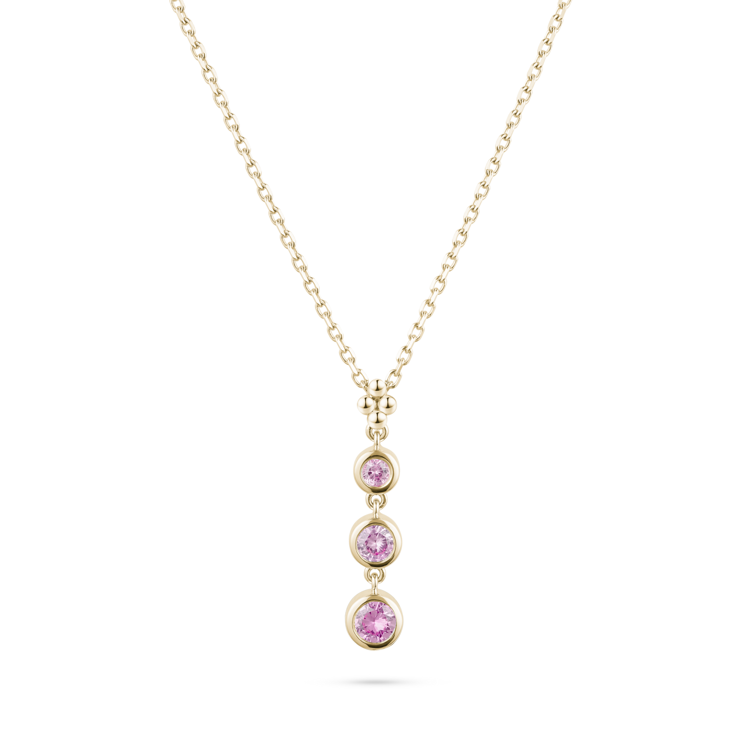 Round Shape Pink Sapphire Pendant Necklace
