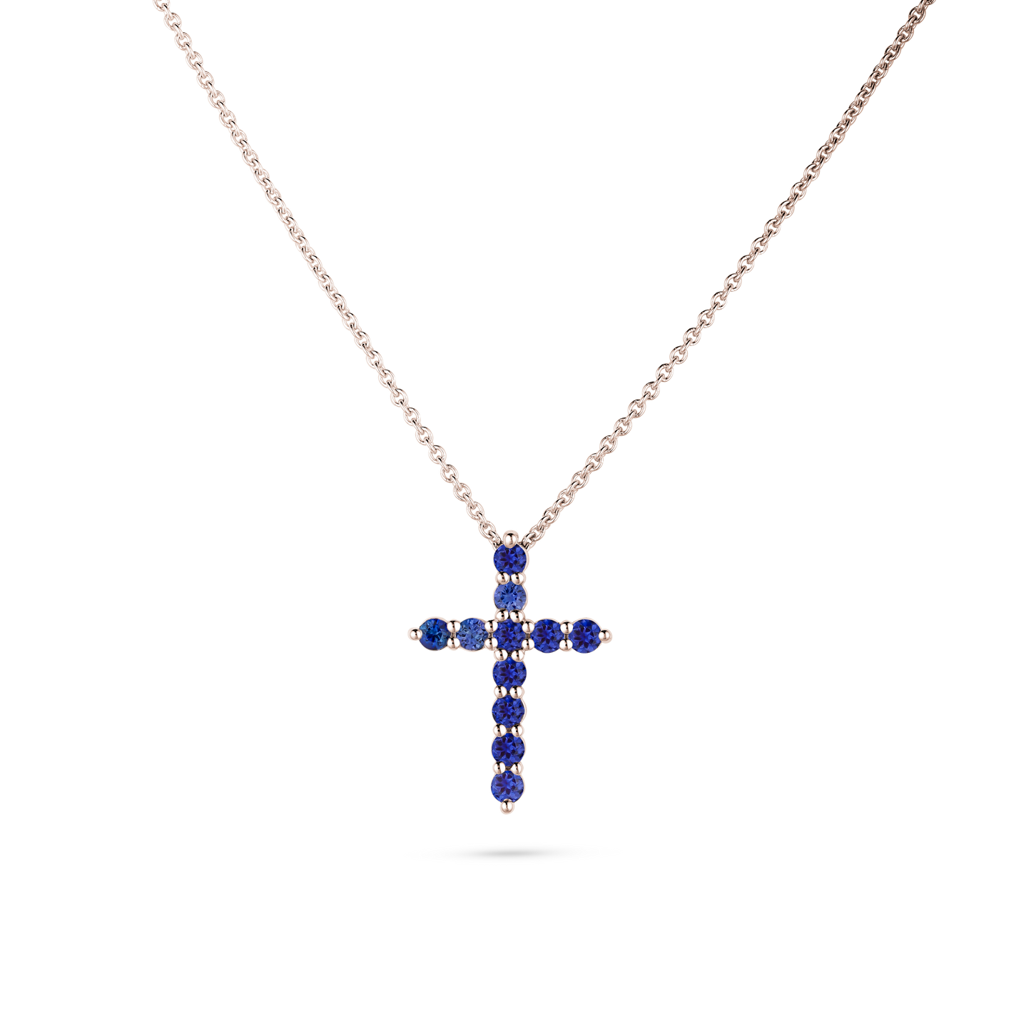 Blue Sapphire Cross Pendant Necklace