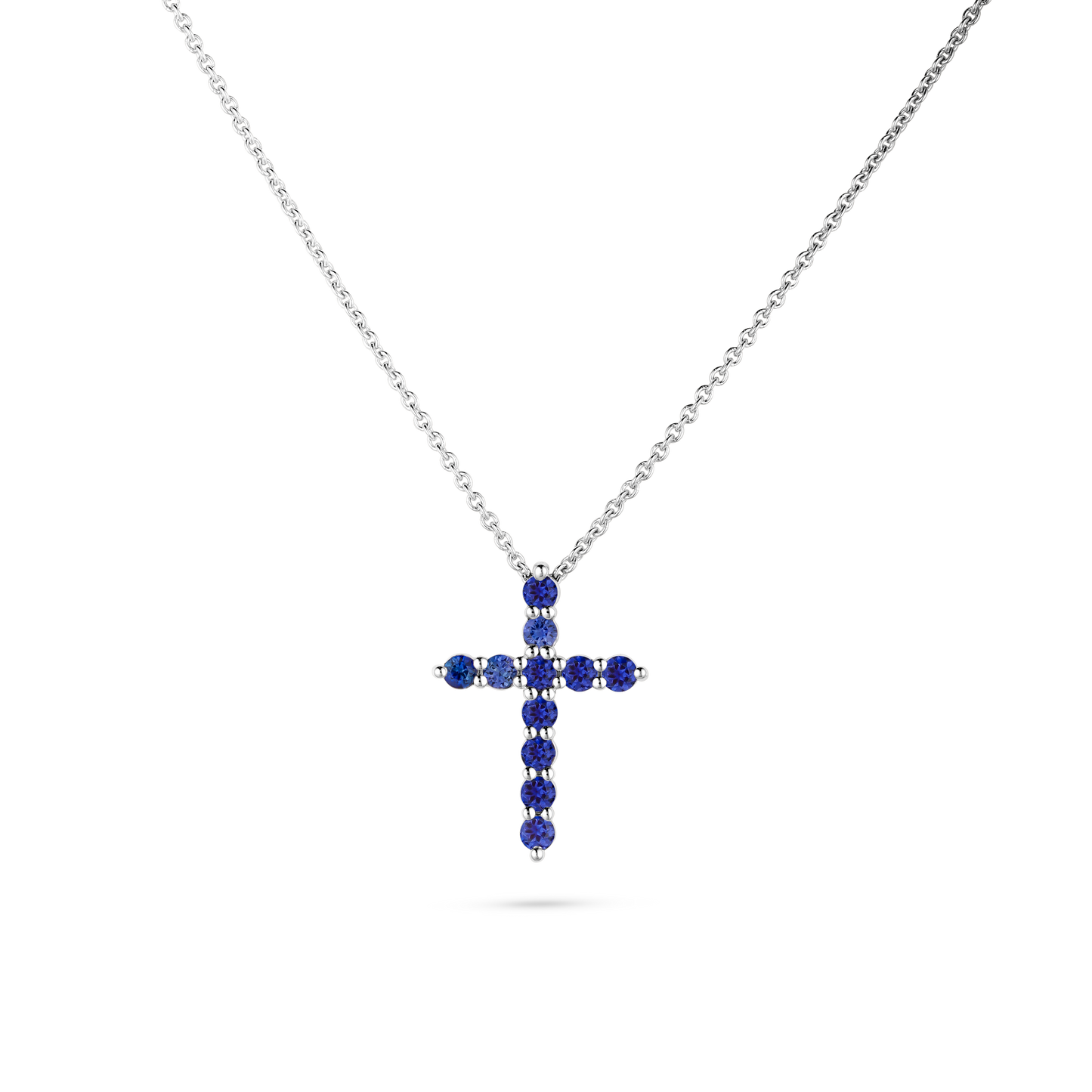 Blue Sapphire Cross Pendant Necklace