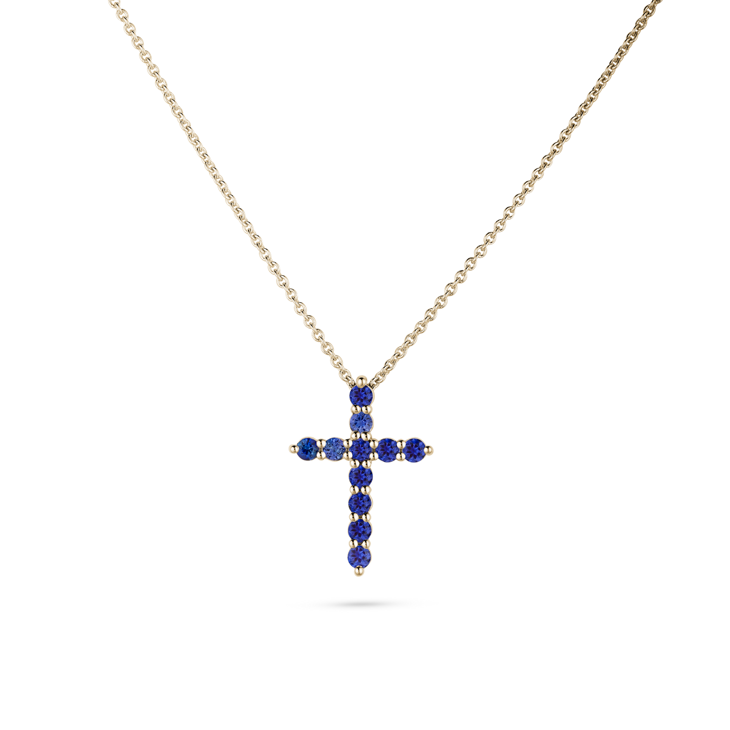 Blue Sapphire Cross Pendant Necklace