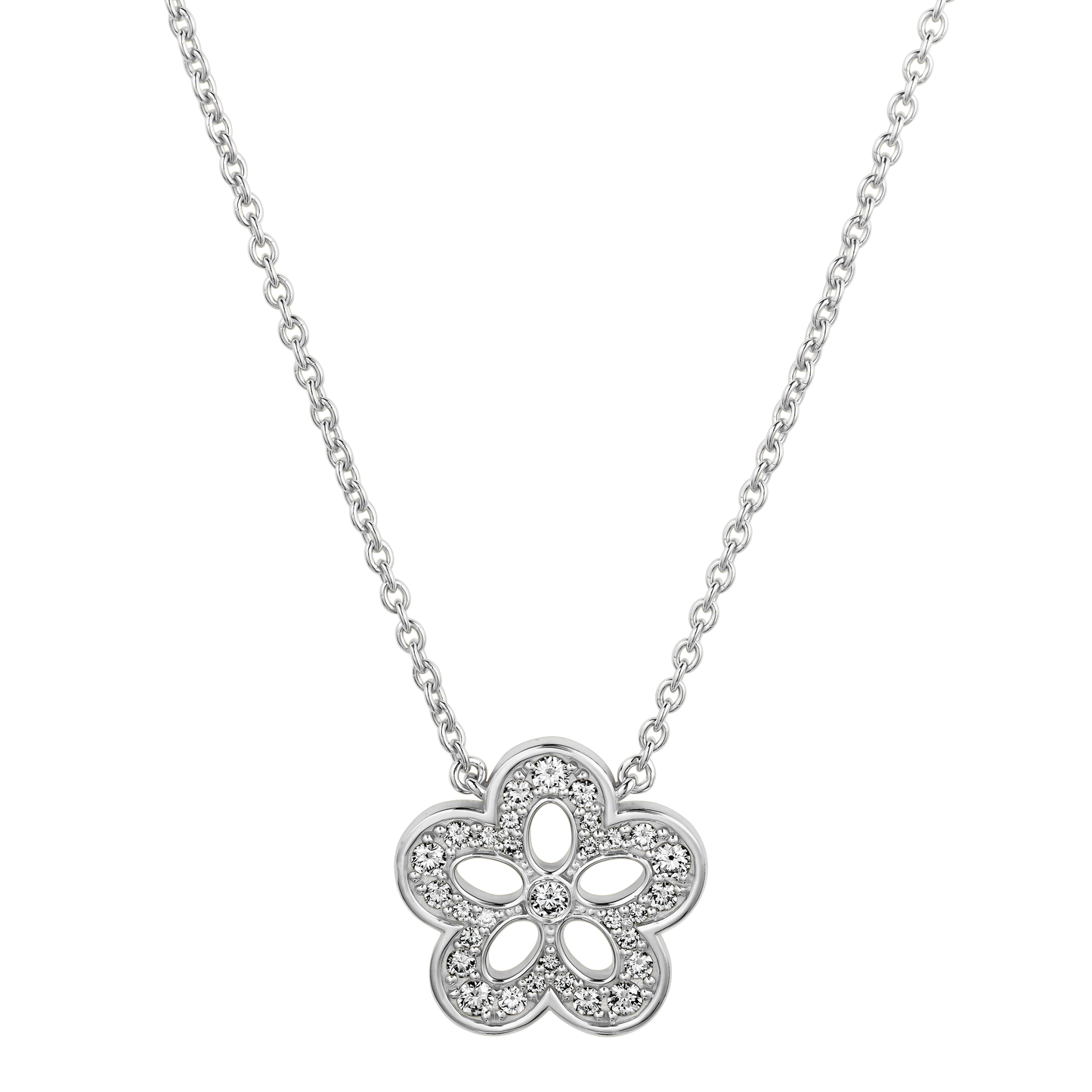 Floral Diamond Pendant Necklace