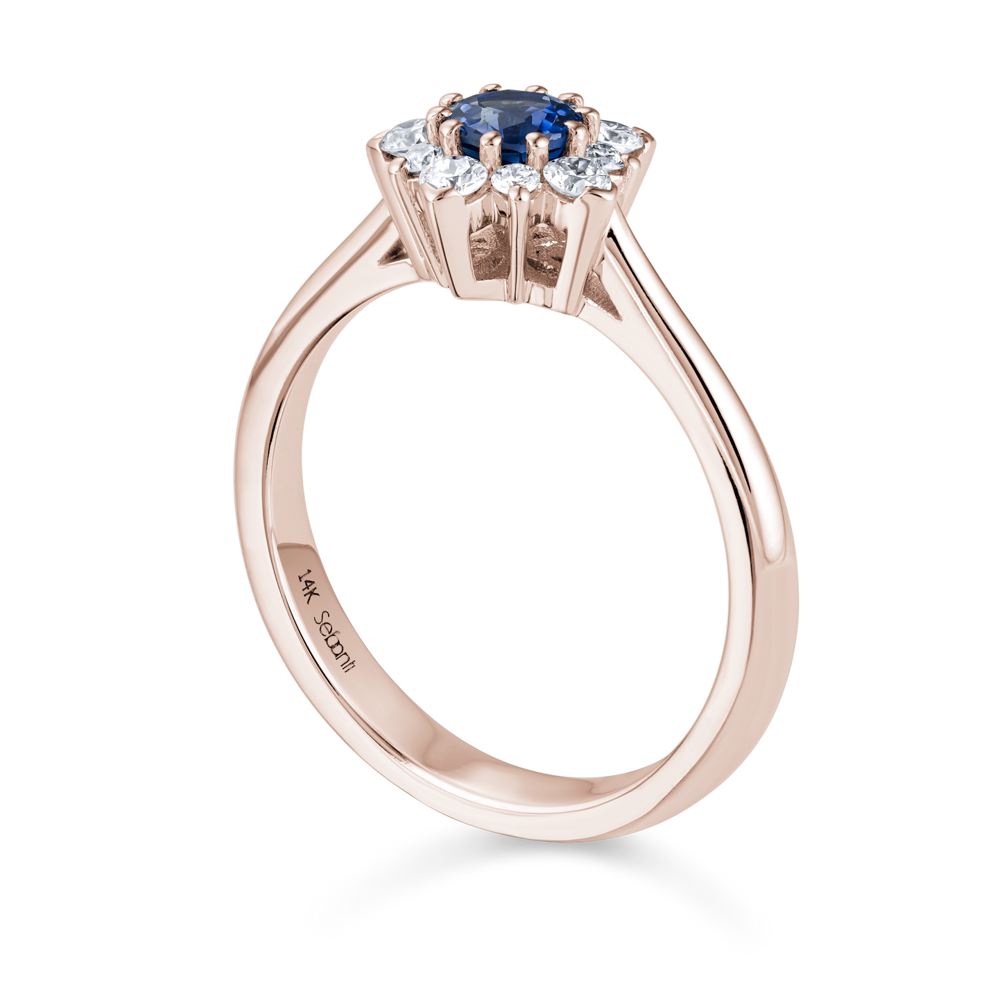 Blue Sapphire Engagement Diamond Ring