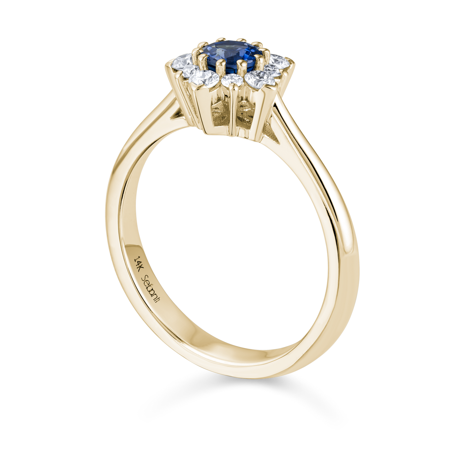 Blue Sapphire Engagement Diamond Ring