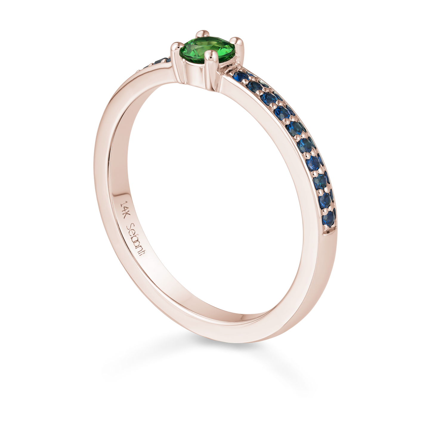 Tsavorite Ring with Blue Sapphire