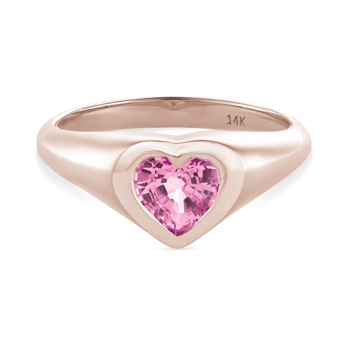 Pink Sapphire Heart Pinky Ring