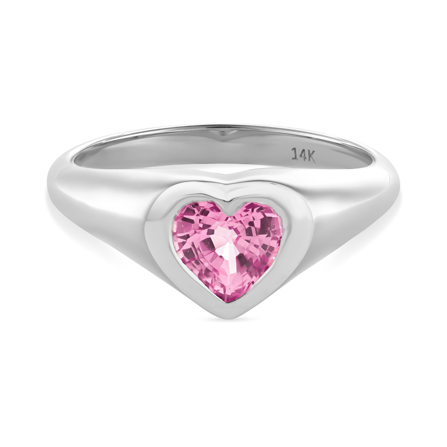 Pink Sapphire Heart Pinky Ring