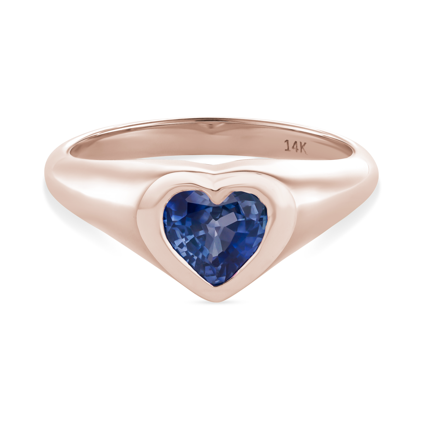 Blue Sapphire Heart Pinky Ring