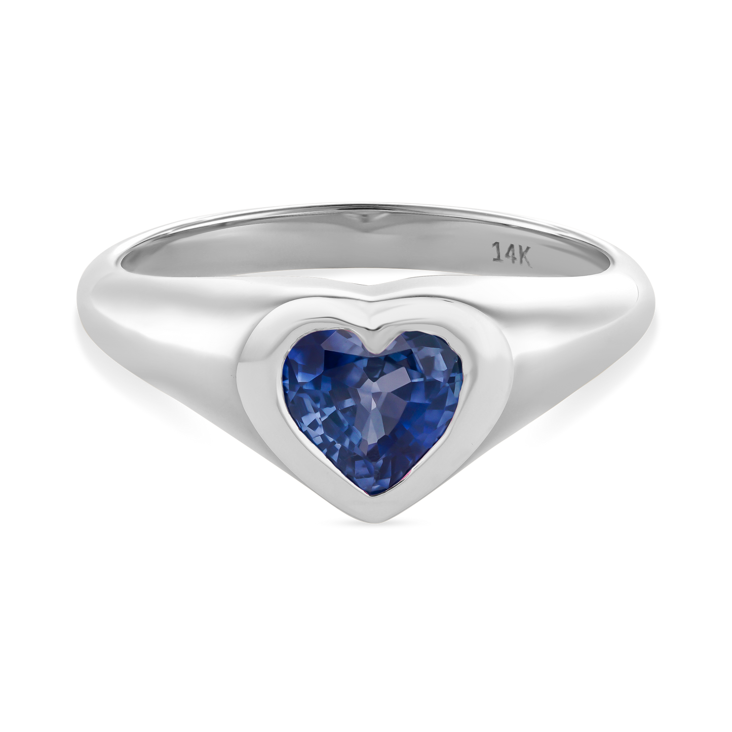 Blue Sapphire Heart Pinky Ring