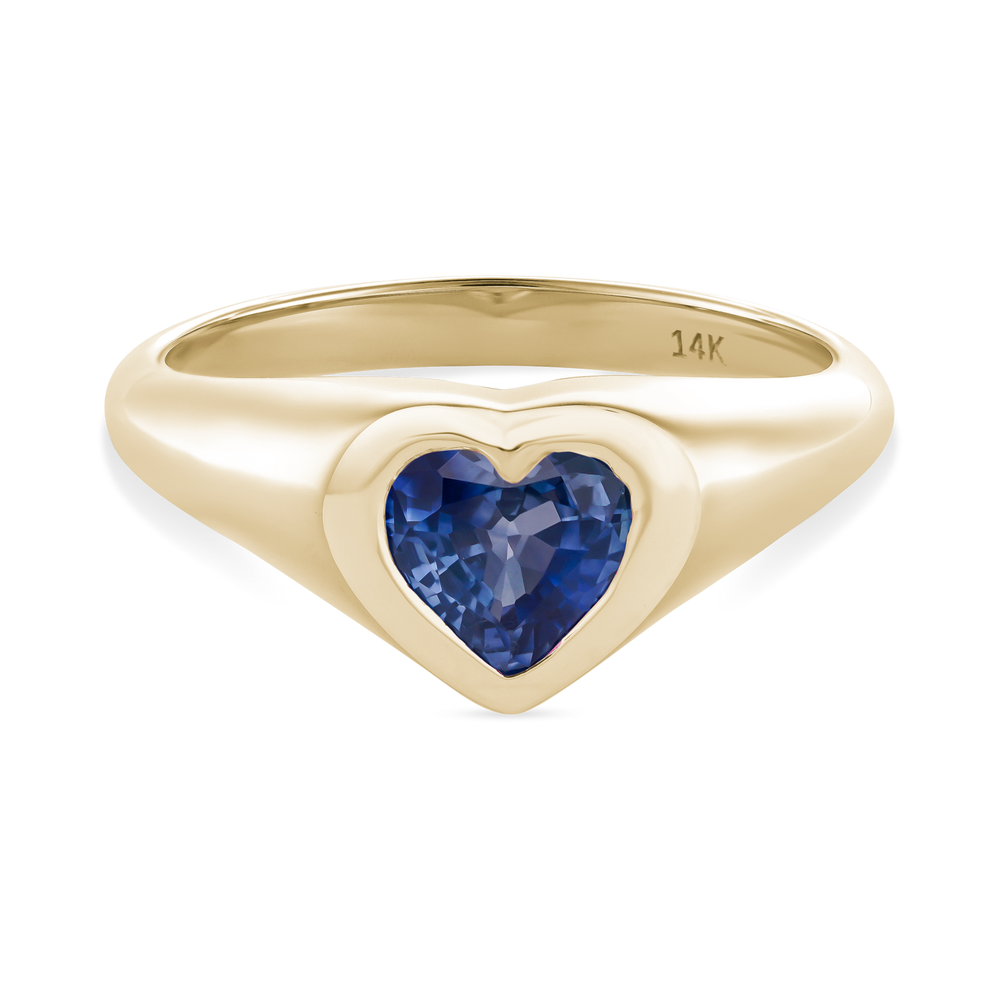 Blue Sapphire Heart Pinky Ring