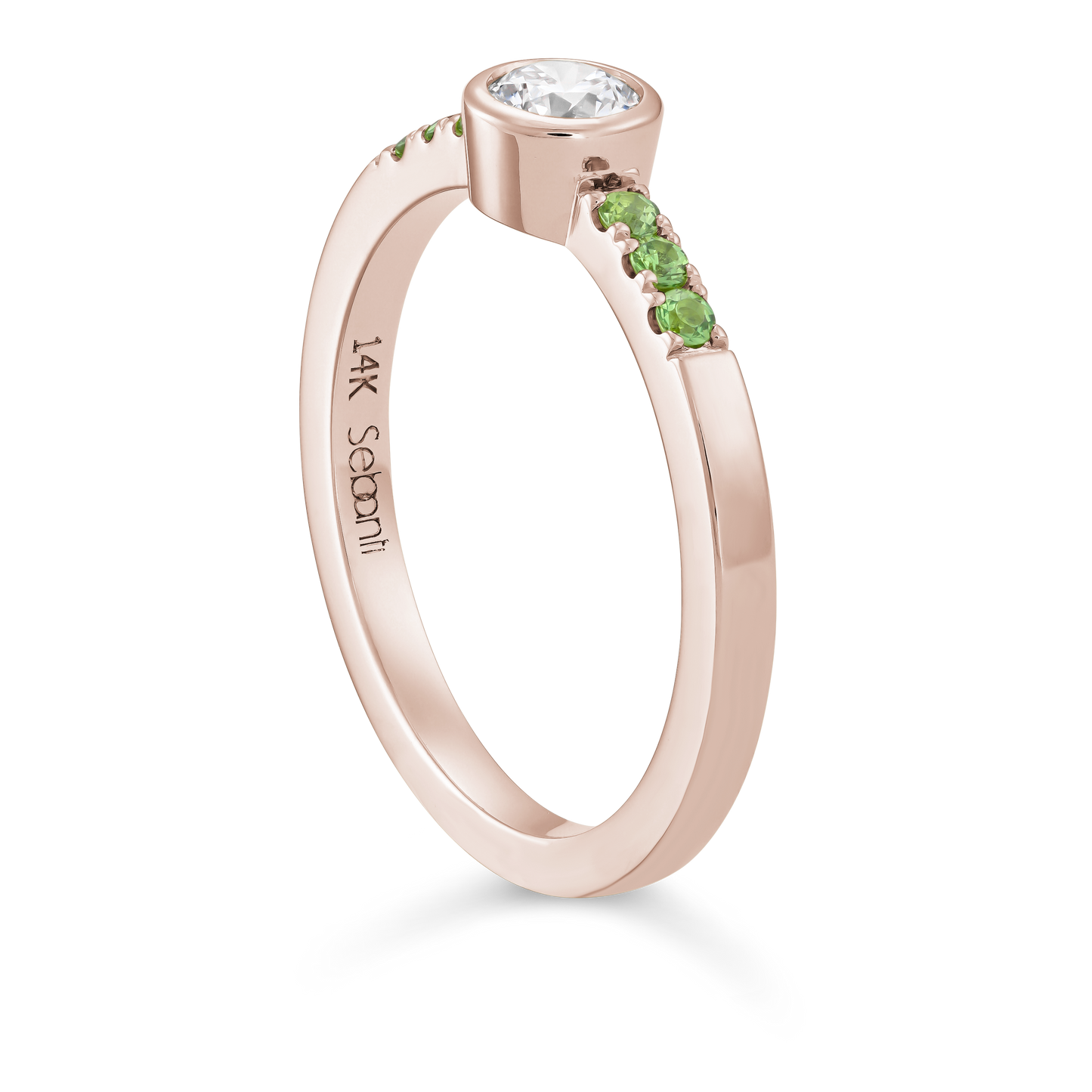 Diamond Bezel Ring with Tsavorite