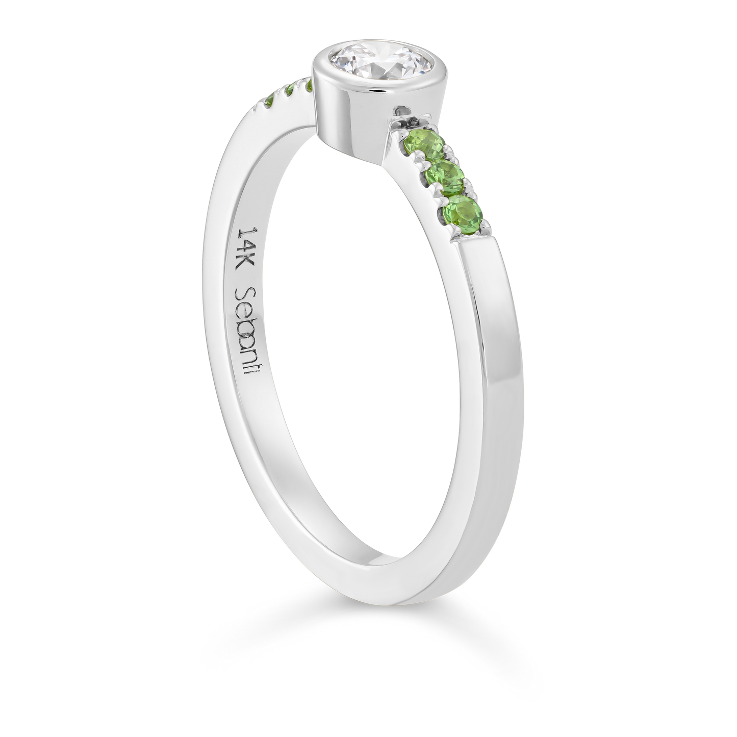 Diamond Bezel Ring with Tsavorite
