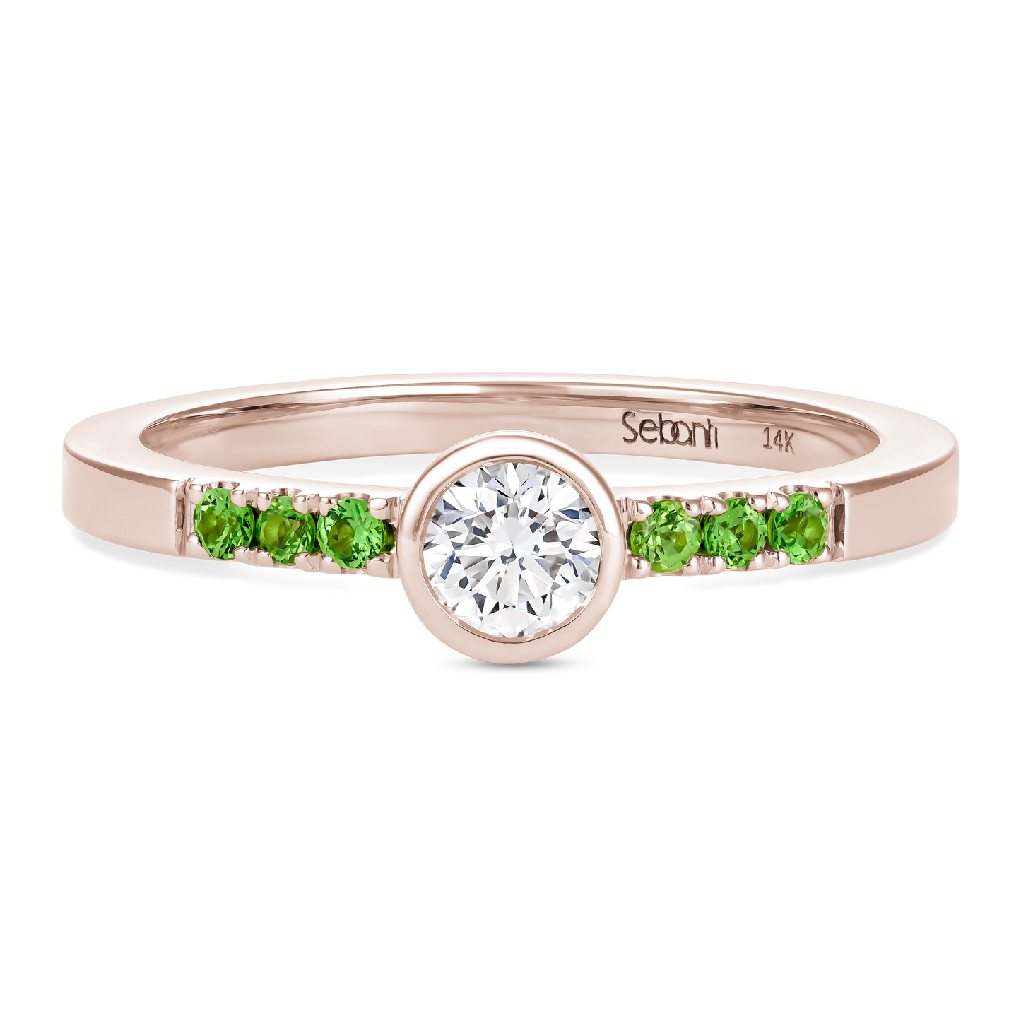Diamond Bezel Ring with Tsavorite