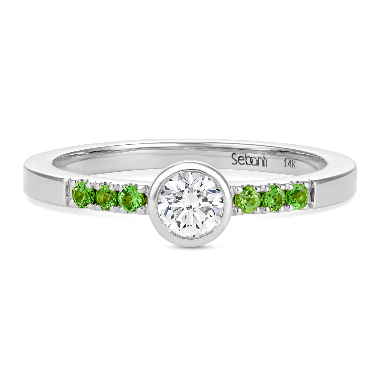 Diamond Bezel Ring with Tsavorite