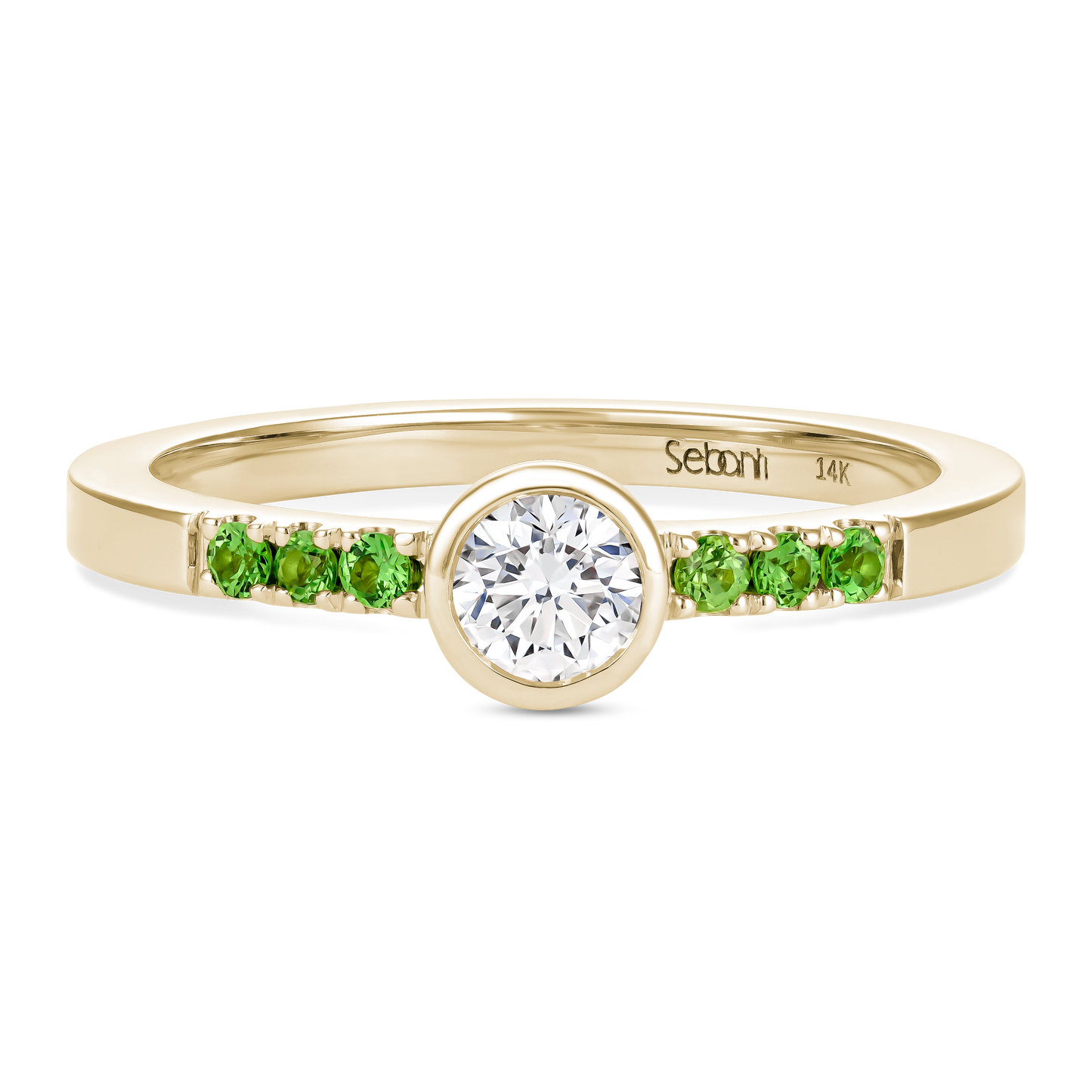 Diamond Bezel Ring with Tsavorite