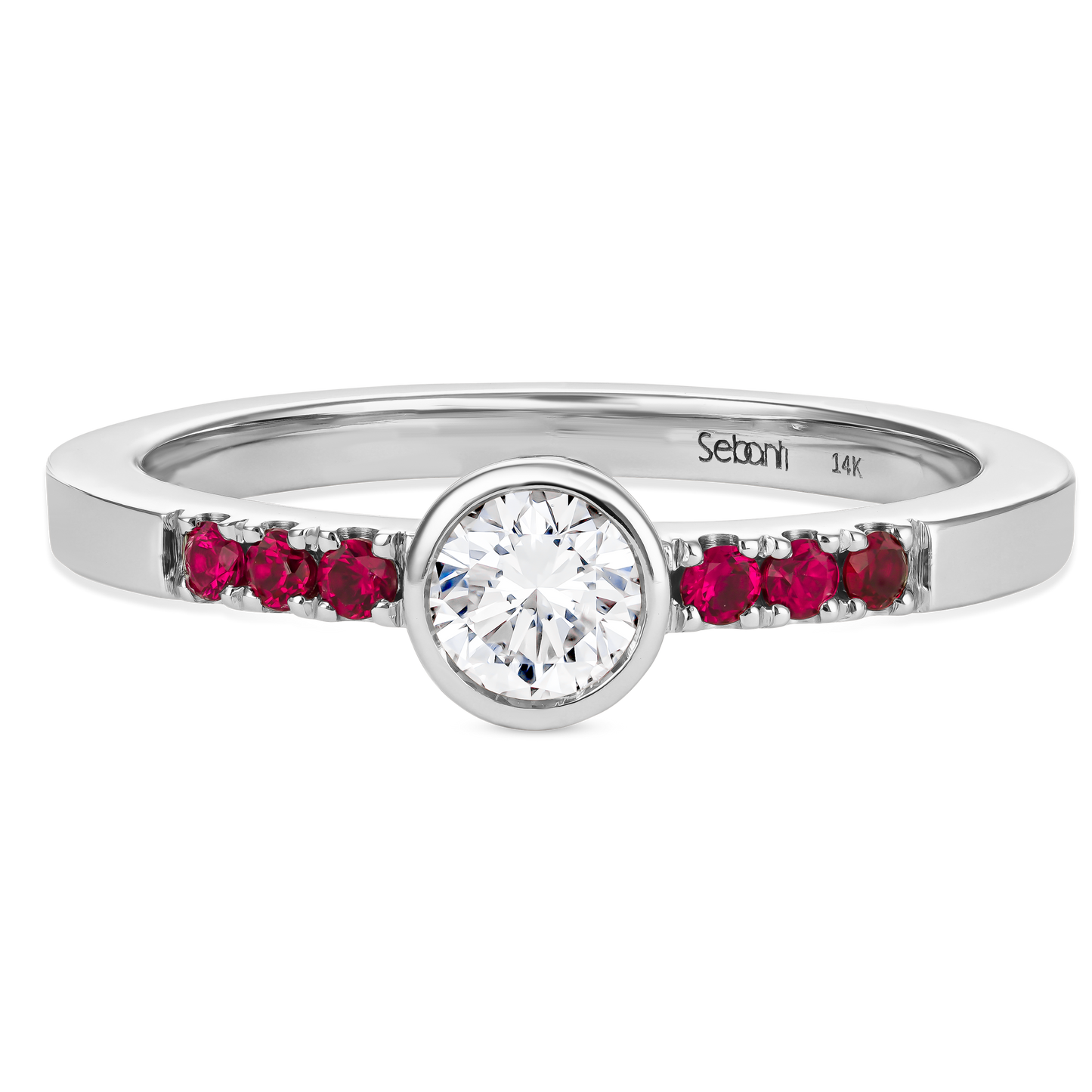 Diamond Bezel Ring with Ruby