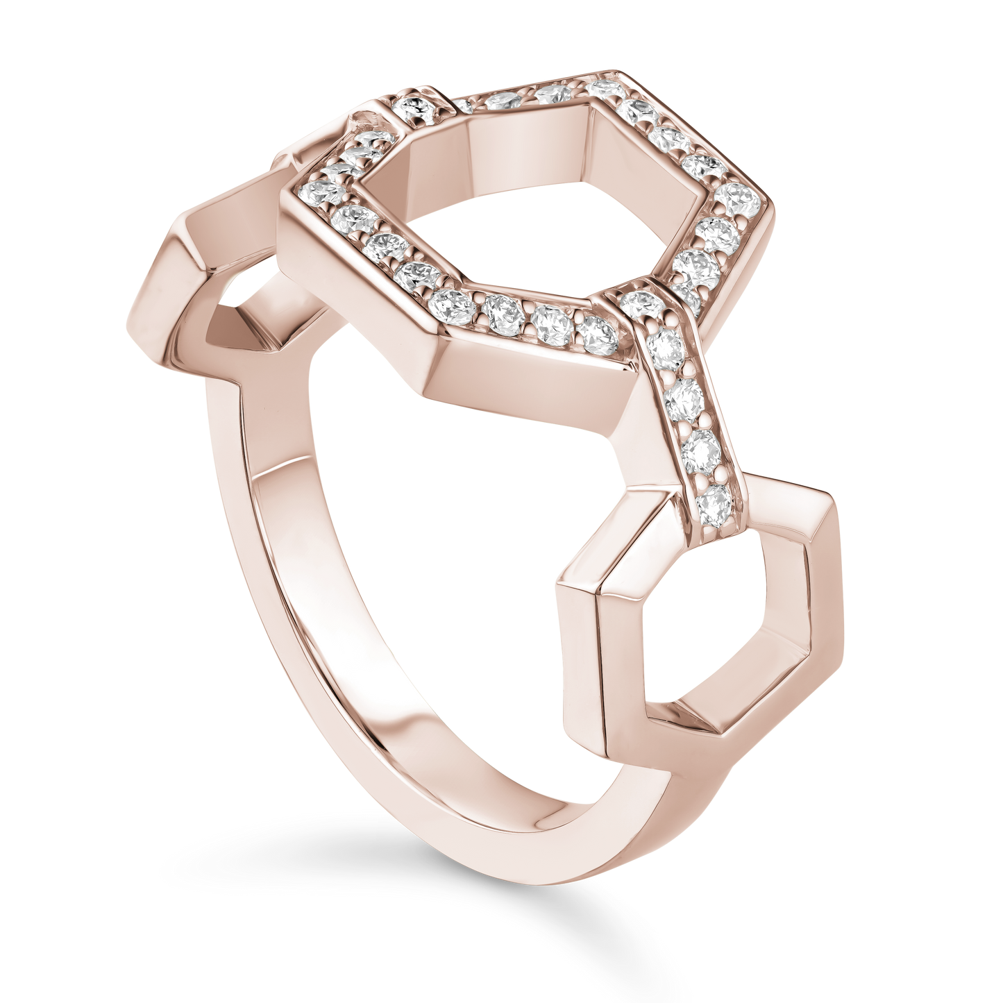 Triple Hexagon Diamond Ring