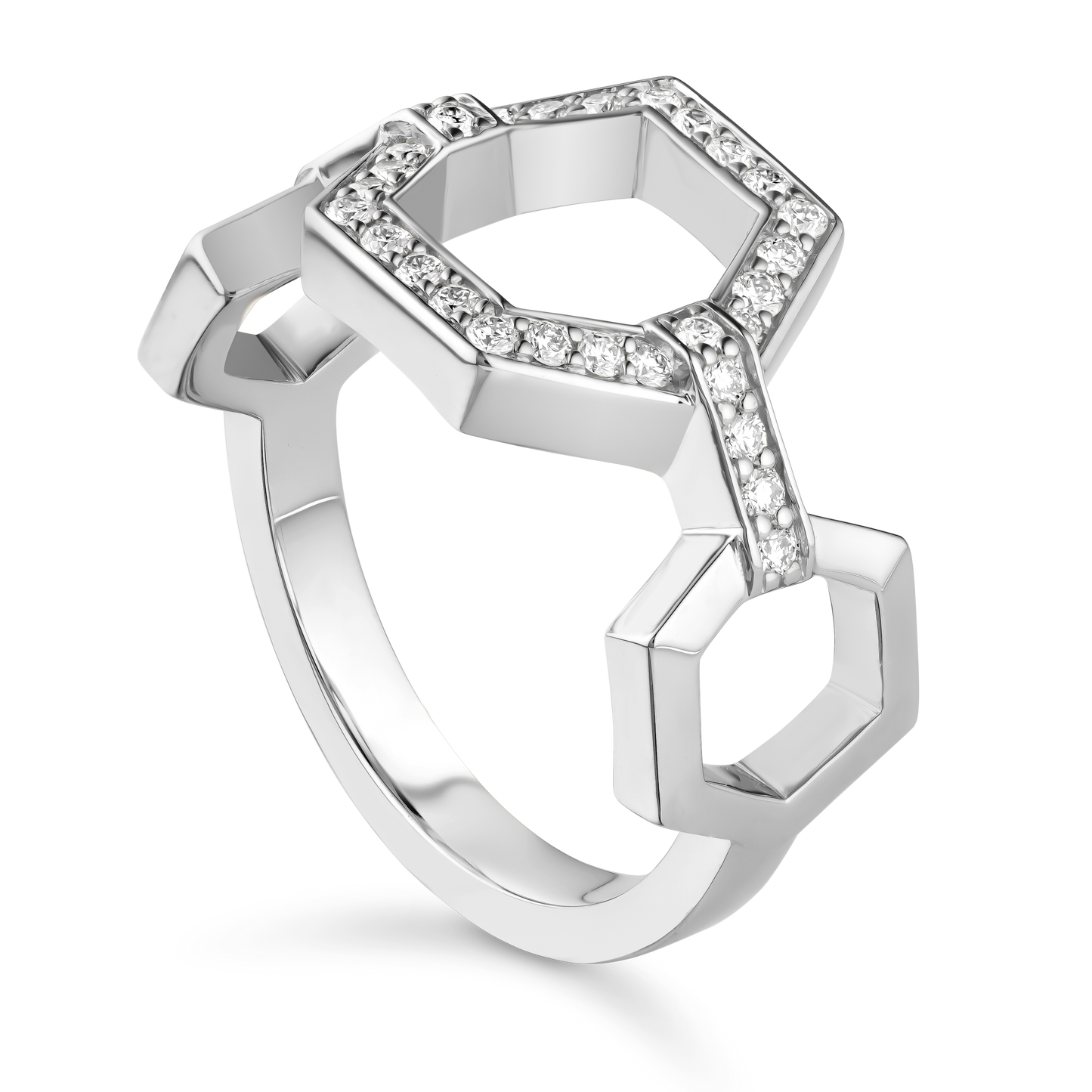 Triple Hexagon Diamond Ring