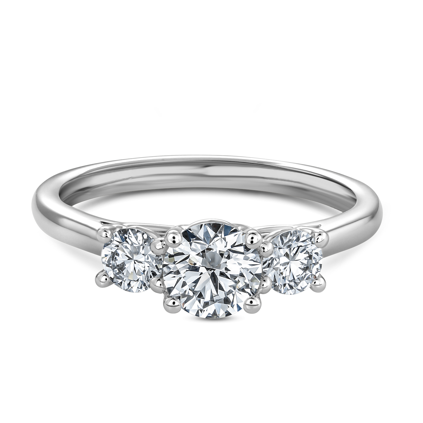 Three Stones Round Diamond Engagement Ring