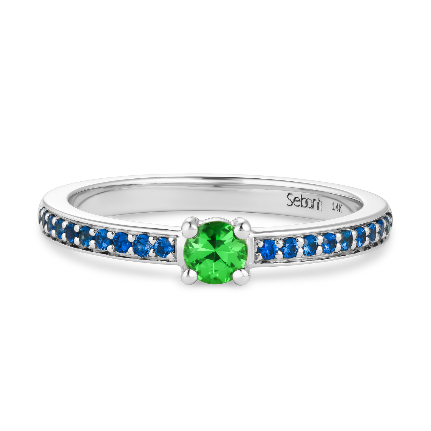 Tsavorite Ring with Blue Sapphire