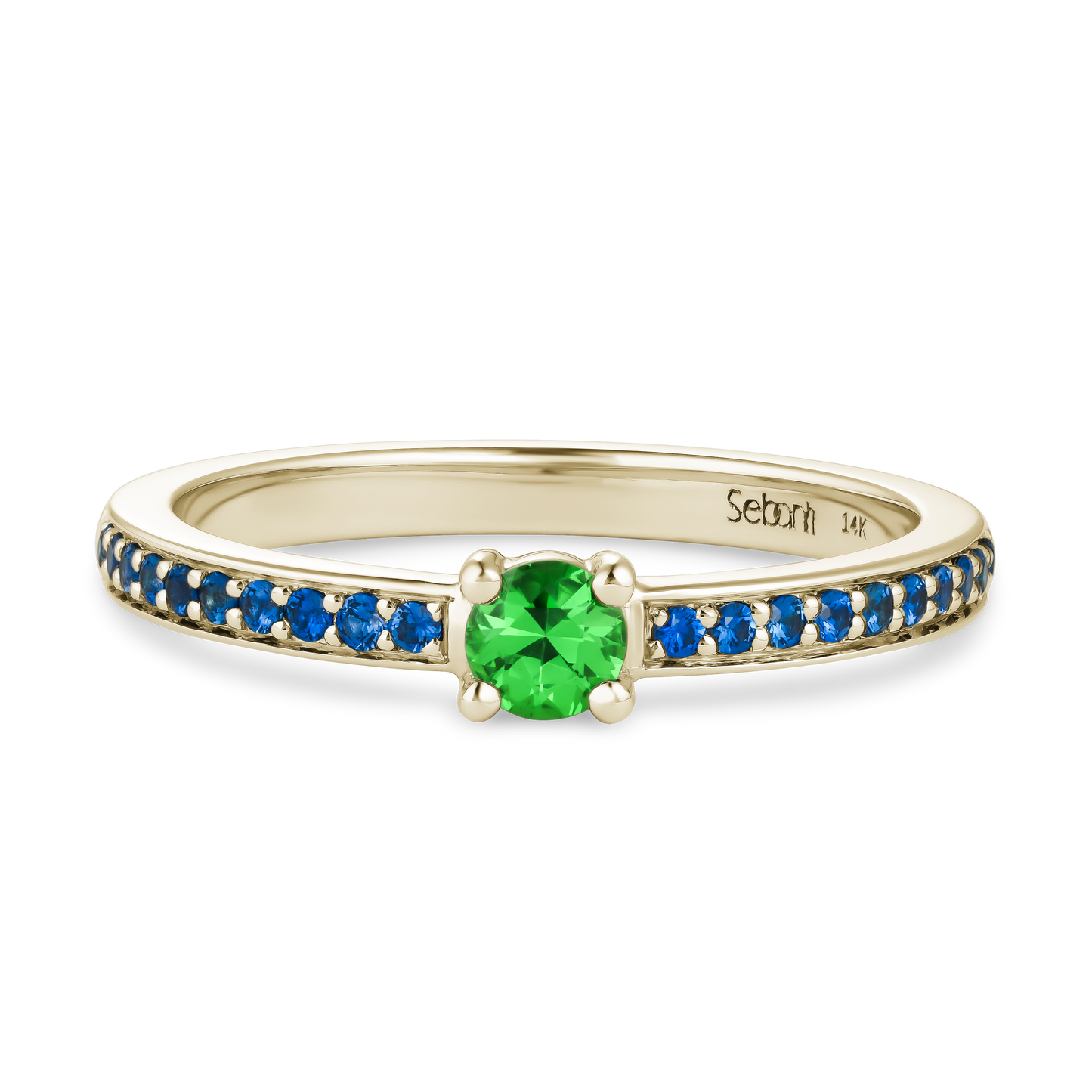 Tsavorite Ring with Blue Sapphire