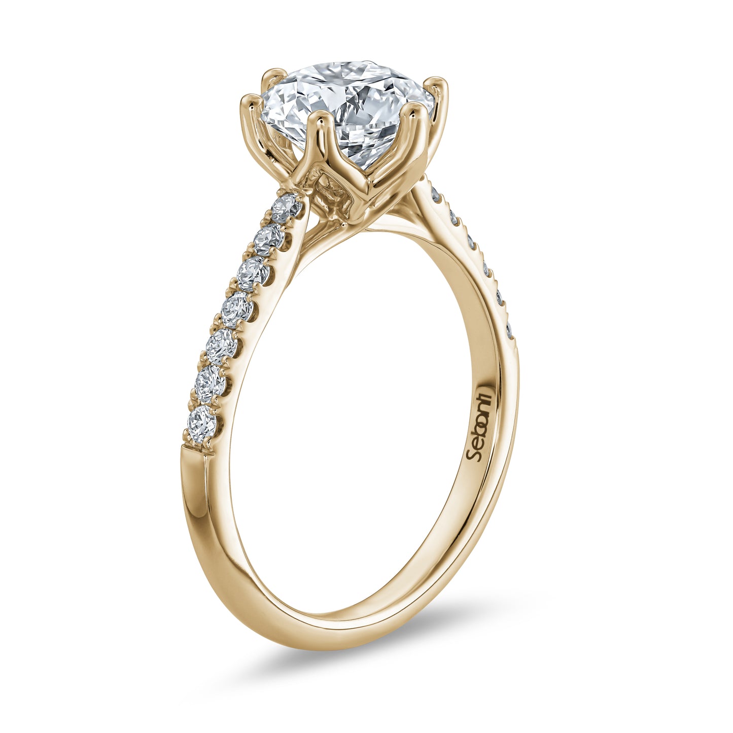 Petal Prong Diamond Engagement Ring